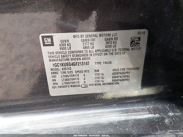 2016 CHEVROLET SILVERADO 2500HD WORK TRUCK — I9