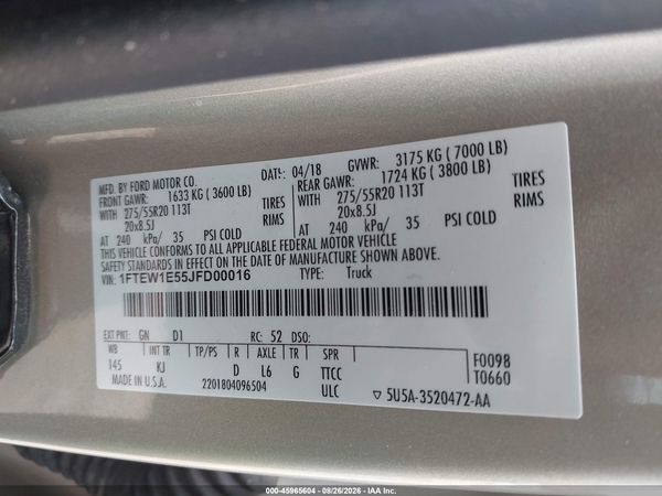 2018 FORD F-150 KING RANCH