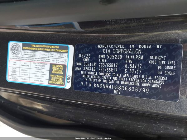 2024 KIA CARNIVAL MPV LX SEAT PACKAGE — I9