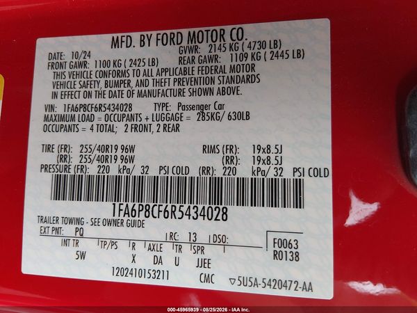 2024 FORD MUSTANG GT PREMIUM FASTBACK