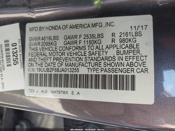 2018 ACURA TLX TECH   A-SPEC PKGS — I9