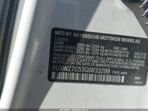 2016 BMW X3 SDRIVE28I — I9