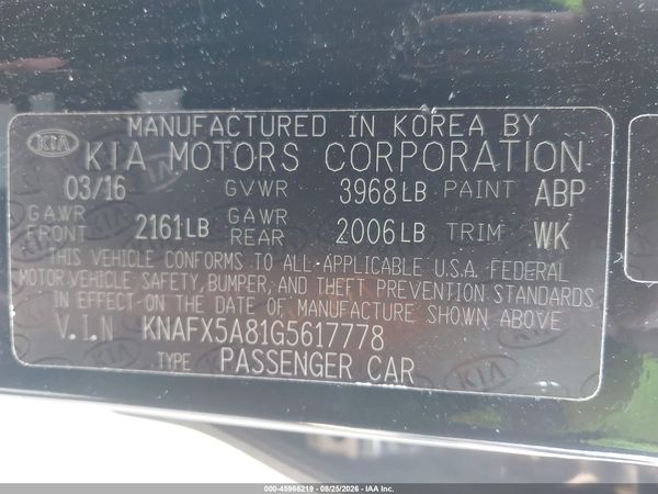 2016 KIA FORTE EX