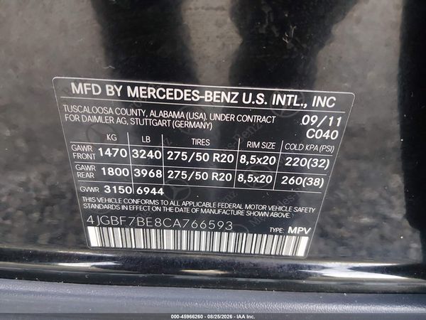 2012 MERCEDES-BENZ GL 450 4MATIC