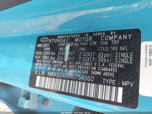 2022 HYUNDAI KONA SEL — I9