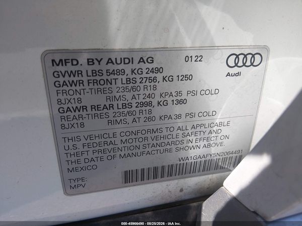 2022 AUDI Q5 — I9