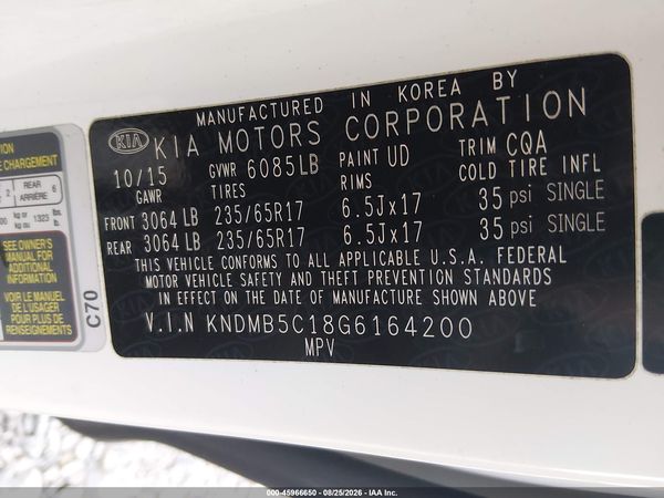 2016 KIA SEDONA LX