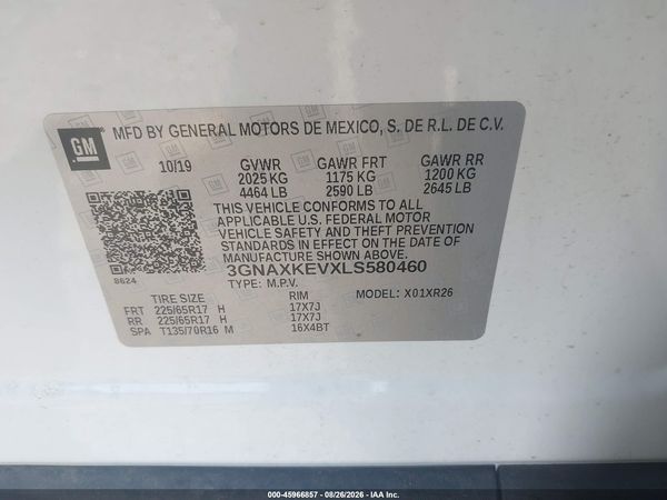 2020 CHEVROLET EQUINOX FWD LT 1.5L TURBO — I9