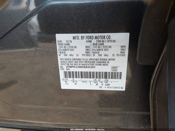 2019 FORD EDGE SEL — I9