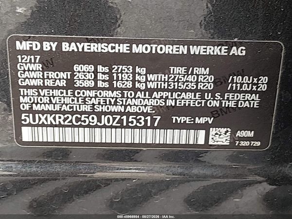 2018 BMW X5 SDRIVE35I — I9