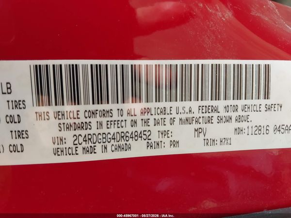 2013 DODGE GRAND CARAVAN AMERICAN VALUE PKG — I9