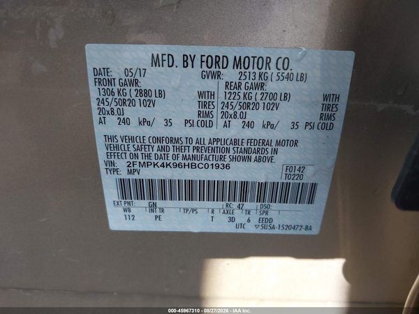 2017 FORD EDGE TITANIUM — I9