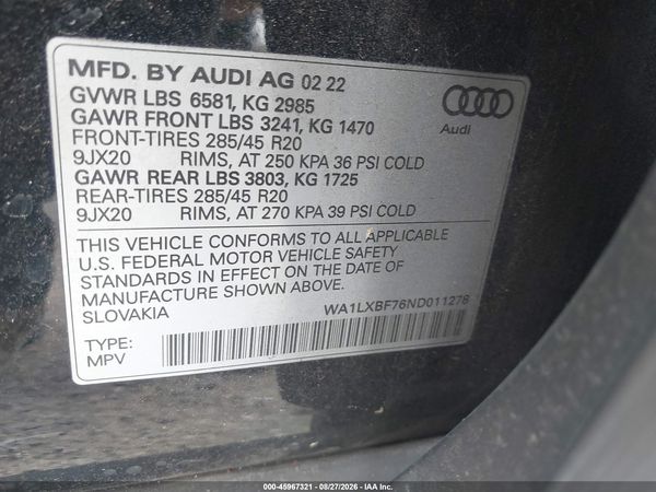 2022 AUDI Q7 — I9