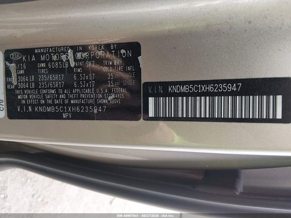 2017 KIA SEDONA LX