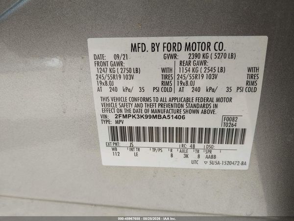 2021 FORD EDGE TITANIUM — I9