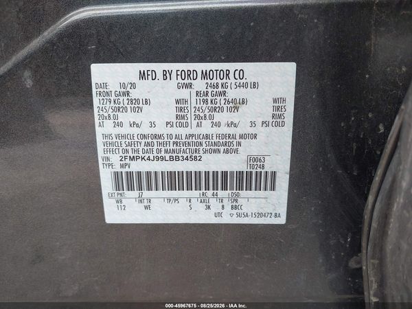 2020 FORD EDGE ST LINE — I9