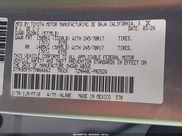 2026 TOYOTA TACOMA SR5