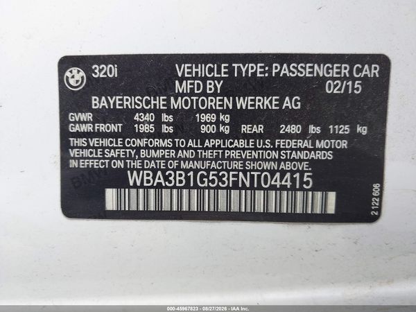 2015 BMW 320I SA — I9