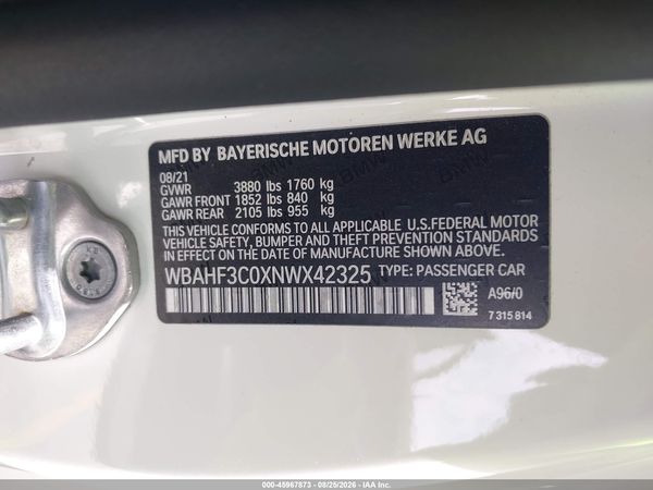 2022 BMW Z4 SDRIVE30I — I9
