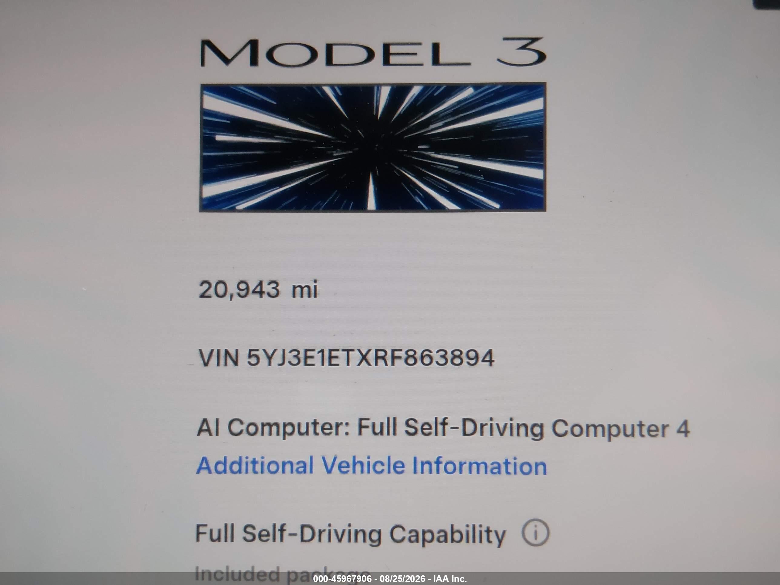 2024 TESLA MODEL 3