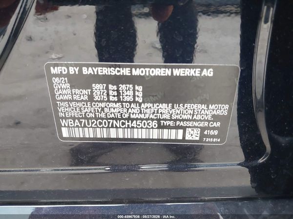 2022 BMW 750 I XDRIVE — I9