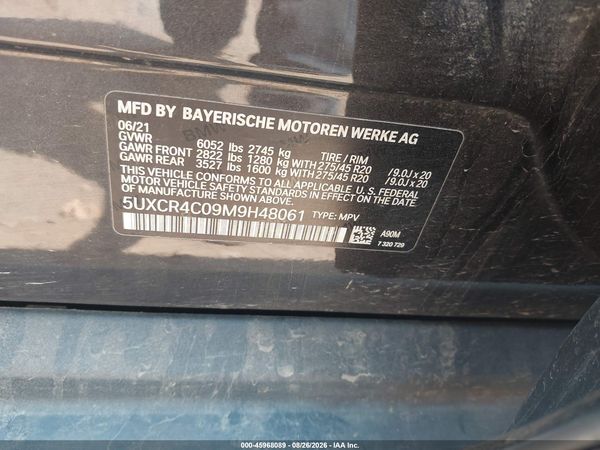 2021 BMW X5 SDRIVE40I — I9