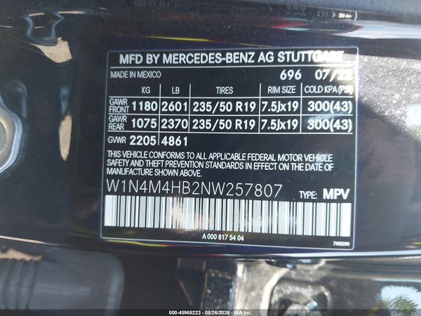 2022 MERCEDES-BENZ GLB 250 4MATIC — I9