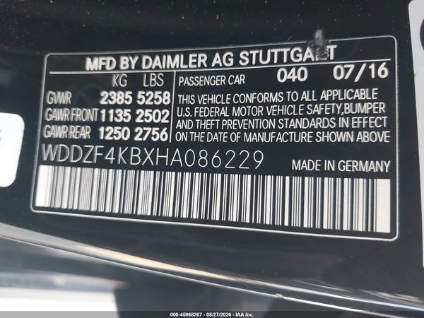 2017 MERCEDES-BENZ E 300 4MATIC — I9