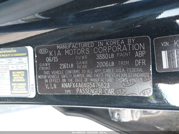 2016 KIA FORTE LX