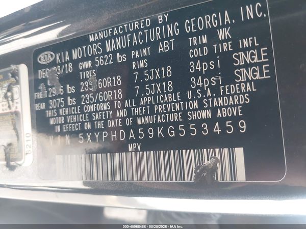 2019 KIA SORENTO 3.3L EX — I9