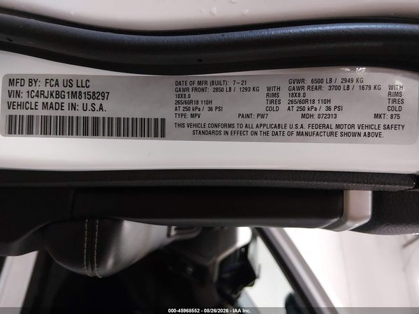 2021 JEEP GRAND CHEROKEE L LIMITED 4X4