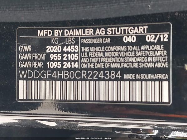 2012 MERCEDES-BENZ C 250 SPORT