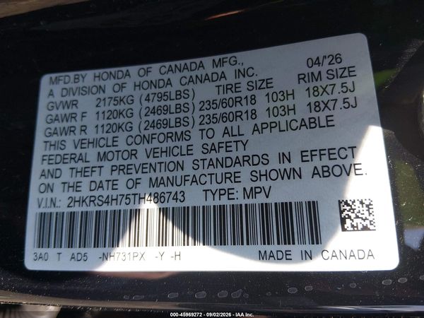 2026 HONDA CR-V EX-L AWD — I9