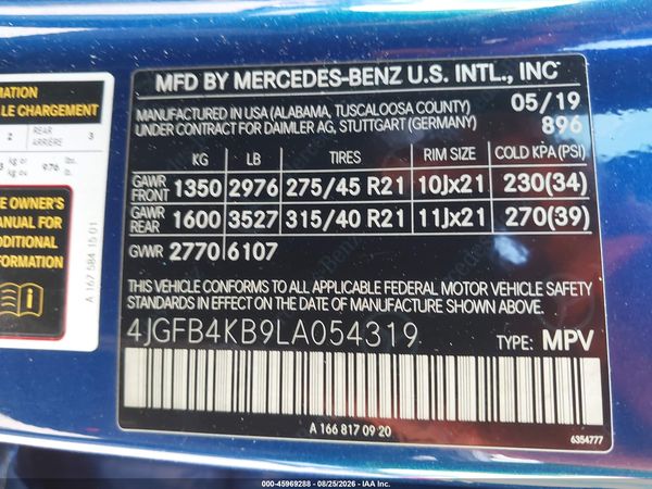 2020 MERCEDES-BENZ GLE 350 4MATIC — I9