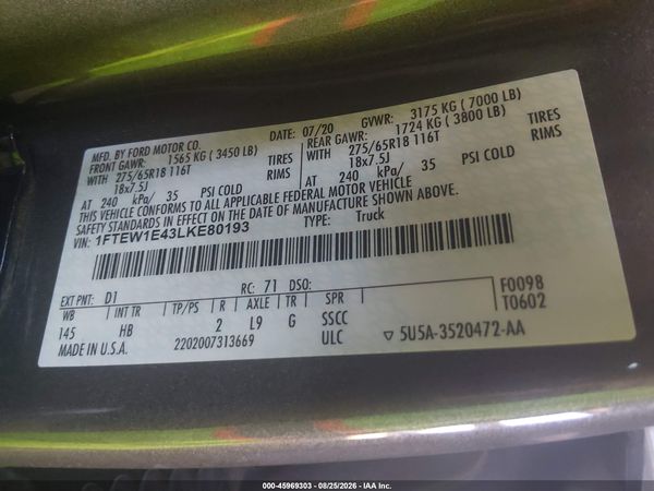 2020 FORD F-150 LARIAT