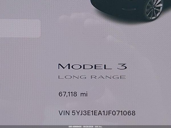 2018 TESLA MODEL 3 LONG RANGE/MID RANGE — I118