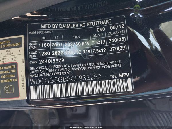 2012 MERCEDES-BENZ GLK 350 GLK350 — I9