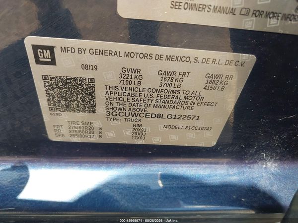 2020 CHEVROLET SILVERADO 1500 2WD  STANDARD BED LT — I9