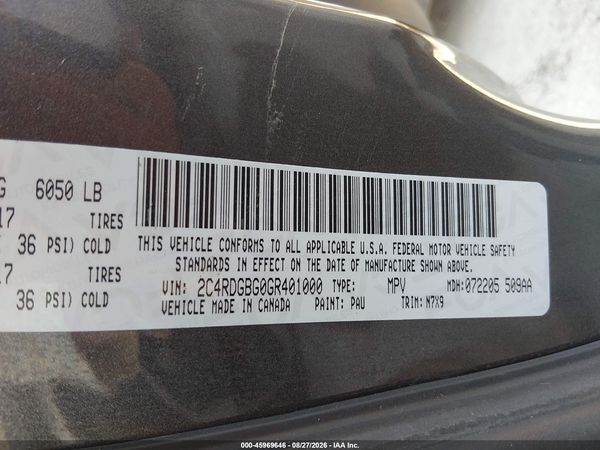 2016 DODGE GRAND CARAVAN SE PLUS — I9