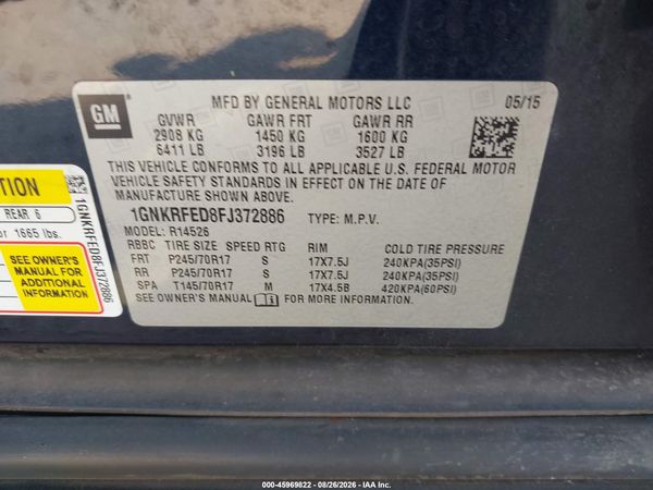 2015 CHEVROLET TRAVERSE LS — I9