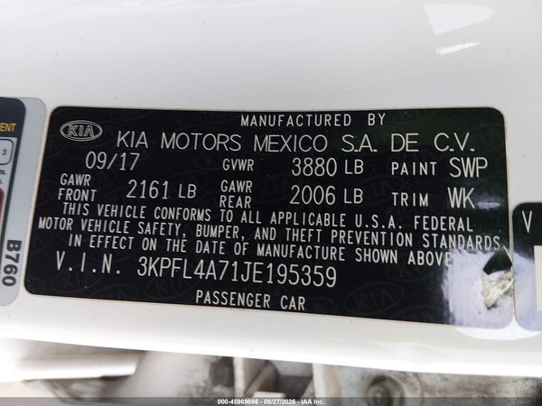 2018 KIA FORTE LX