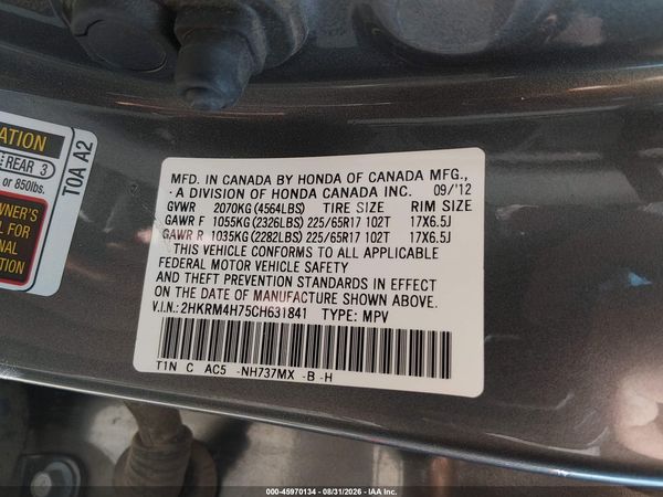 2012 HONDA CR-V EX-L — I9