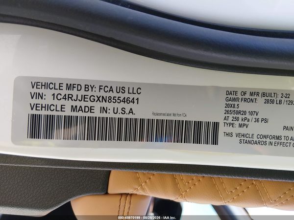 2022 JEEP GRAND CHEROKEE L SUMMIT 4X2