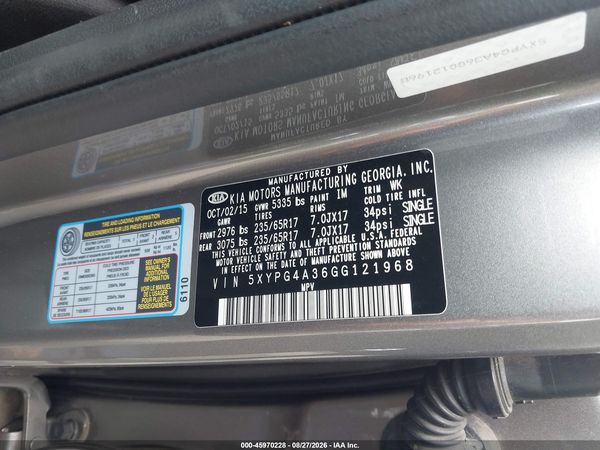 2016 KIA SORENTO 2.4L LX