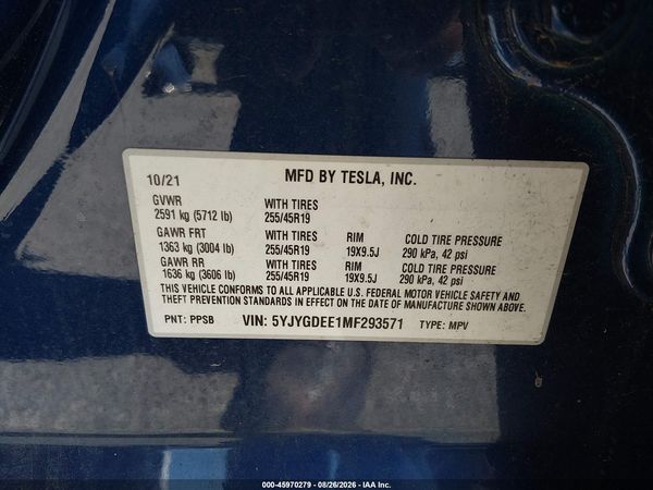 2021 TESLA MODEL Y — I9
