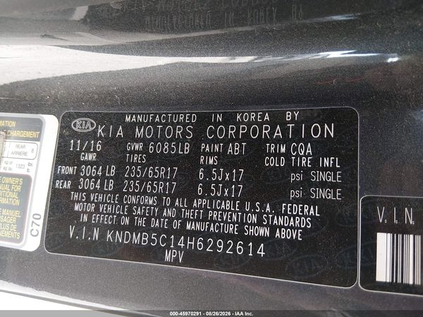 2017 KIA SEDONA LX — I9