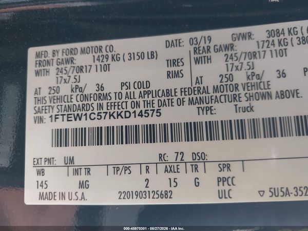 2019 FORD F-150 XLT
