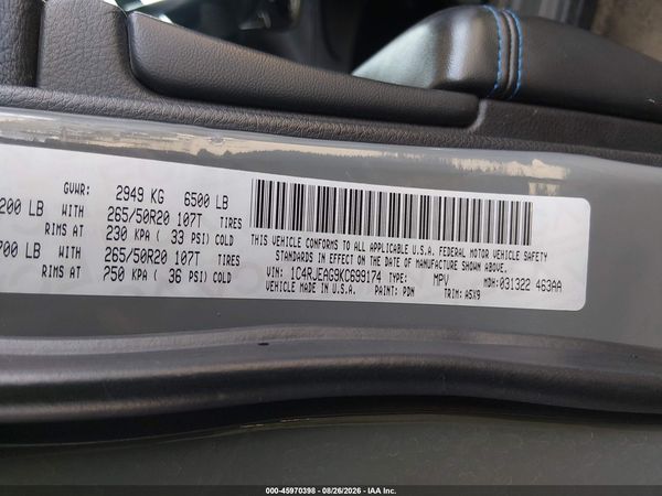 2019 JEEP GRAND CHEROKEE UPLAND 4X2