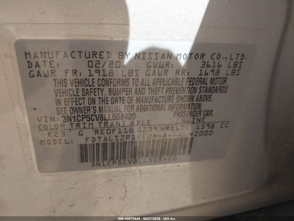 2020 NISSAN KICKS SV XTRONIC CVT