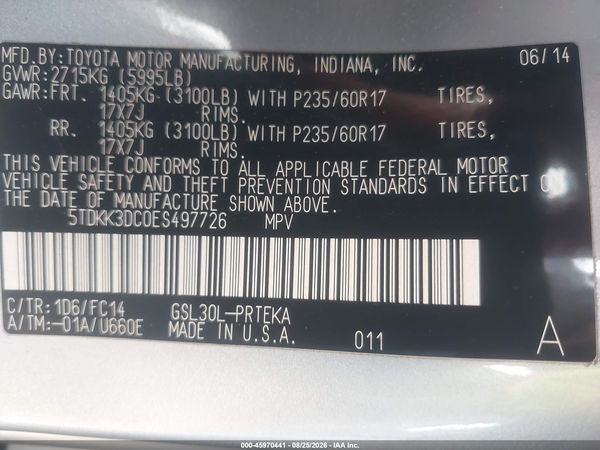 2014 TOYOTA SIENNA LE V6 8 PASSENGER — I9